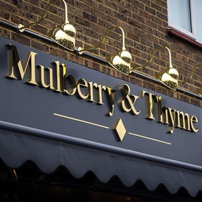 Shop Front Stainless Steel Gold Mirror Logo Metal Letter Electronic Sign Board Business Outdoor Custom Illuminated LED Sign
