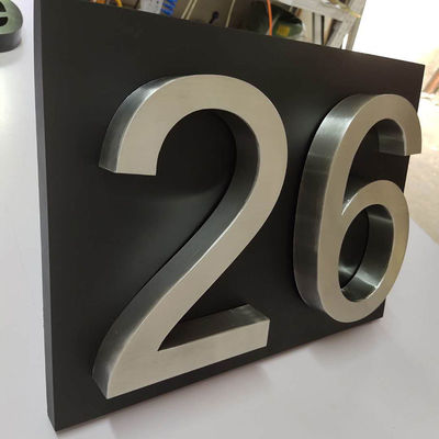 Modern Extra Large 3D Outdoor House Number Plaque Brushed Stainless Steel Finish Metal Door Numbers and Letters Plate Sign