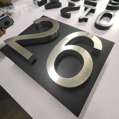 Modern Extra Large 3D Outdoor House Number Plaque Brushed Stainless Steel Finish Metal Door Numbers and Letters Plate Sign