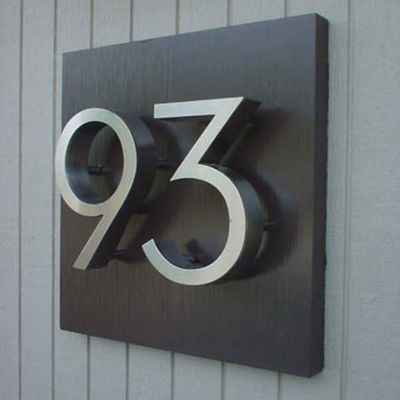 Modern Extra Large 3D Outdoor House Number Plaque Brushed Stainless Steel Finish Metal Door Numbers and Letters Plate Sign