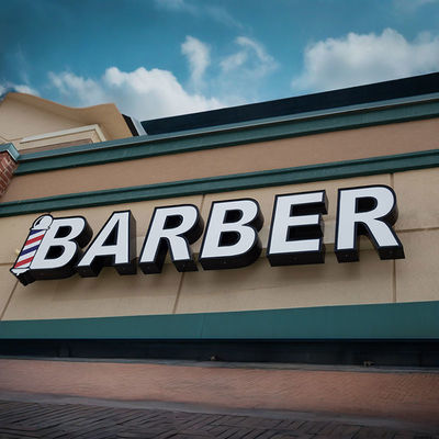 3D Logo Custom Barber Shop Name Outdoor Advertising Store Front Signage Light Led Sign Board for Shop