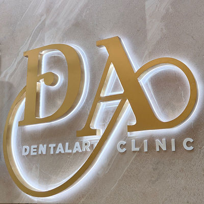 Outdoor Metal Letter Advertising Sign 3D Shop Gold Stainless Steel Signage Led Logo Sign Board Lighting Backlit Letter