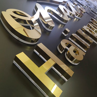 Outdoor Metal Letter Advertising Sign 3D Shop Gold Stainless Steel Signage Led Logo Sign Board Lighting Backlit Letter