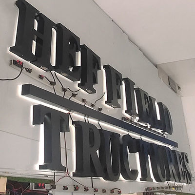 Black Brushed Metal Sign Outdoor Large LED Backlit Letter Sign Company Logo Name 3D for Business Indoor Sale