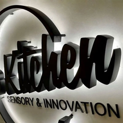 Black Brushed Metal Sign Outdoor Large LED Backlit Letter Sign Company Logo Name 3D for Business Indoor Sale