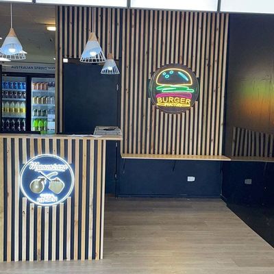 Gold Bar Counter Led Light Logo Alphabet Letter Glow in the Dark Round Acrylic Sign Board Luminous Letter Logo Wall Signage