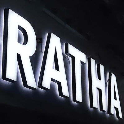 Custom Logo Signs Letters Shop White Led Illuminated Light Glow Acrylic 3D Letters Sign Board for Advertisement
