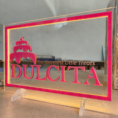 Custom LED Sign for Office Reception Freestanding Acrylic Desk Top with 3D Lettering for Advertising in Shops Malls Companies