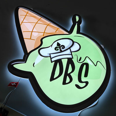 Wall Mounted Ice Cream Led Sign Illuminated Outdoor Light Shop 3D Signage for Ice Cream Light Box