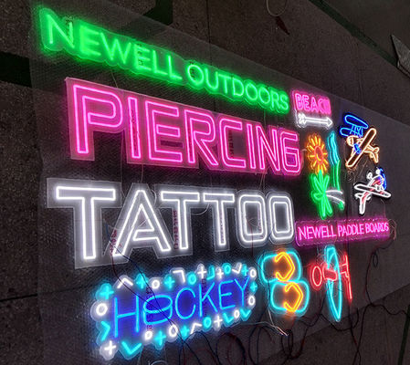 Factory Custom Made 3D Acrylic Round Plates Beauty Salon Tattoo Store Studio Uv Print Neon Light Led Neon Sign