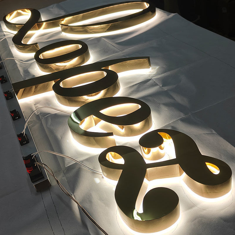 Storefront Led Sign Board Outdoor Shop Name Board Designs Acrylic Backlit Stainless Led Illuminated Letter Sign for Business