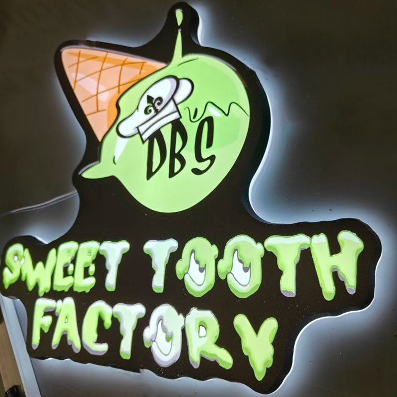 Wall Mounted Ice Cream Led Sign Illuminated Outdoor Light Shop 3D Signage for Ice Cream Light Box